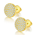 Boucles d'oreilles puces rondes en moissanite D couleur VVS1, argent sterling S925, 74 pierres, 10 mm Pavié, 1,6 g, fermeture à vis, hypoallergéniques, certificat GRA, boîte cadeau - IVOIRART.COM