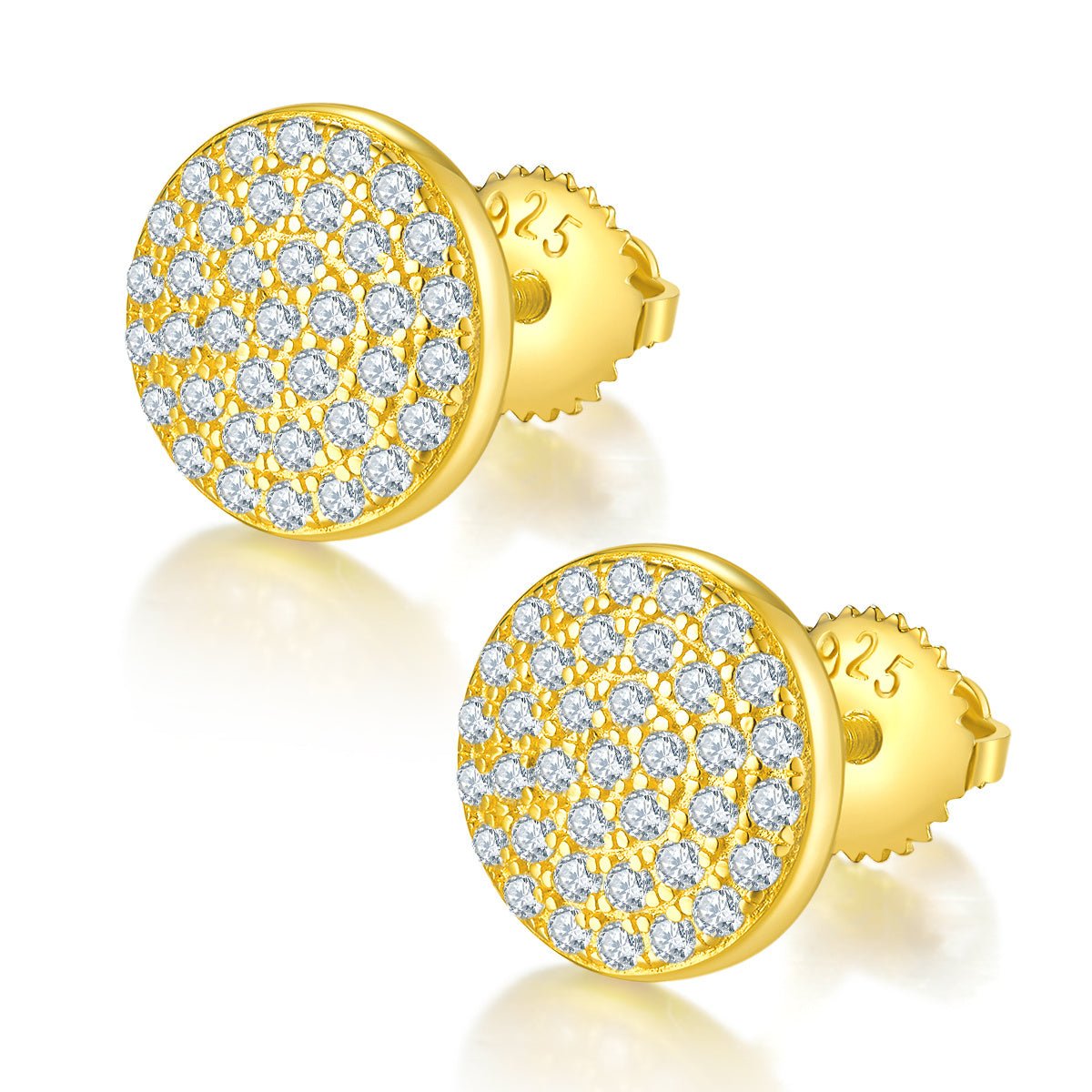 Boucles d'oreilles puces rondes en moissanite D couleur VVS1, argent sterling S925, 74 pierres, 10 mm Pavié, 1,6 g, fermeture à vis, hypoallergéniques, certificat GRA, boîte cadeau - IVOIRART.COM