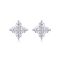 Boucles d'oreilles puces trèfle S925 argent plaqué or Moissanite D-VVS1 1,2g Box - IVOIRART.COM