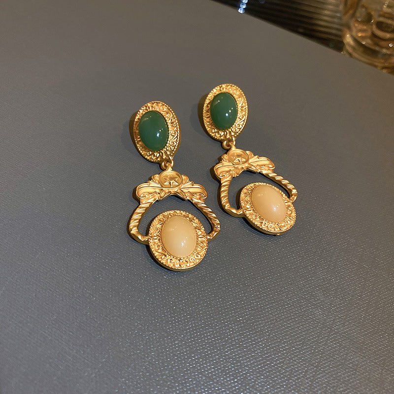 Boucles d'oreilles rétro géométriques à fleurs argentées-style vintage luxe léger - IVOIRART.COM