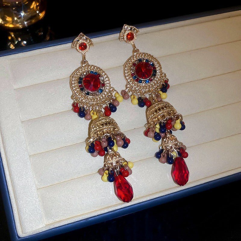 Boucles d'oreilles rétro géométriques à fleurs argentées-style vintage luxe léger - IVOIRART.COM