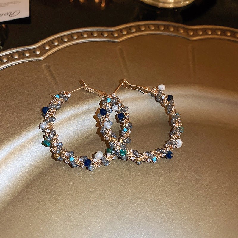 Boucles d'oreilles rétro géométriques à fleurs argentées-style vintage luxe léger - IVOIRART.COM