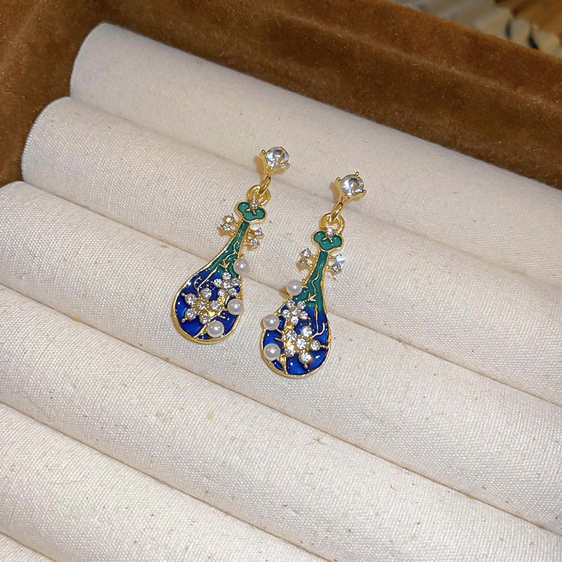 Boucles d'oreilles rétro luxe léger | Clous vintage style Ins, bijoux premium Or - IVOIRART.COM