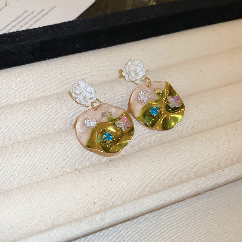 Boucles d'oreilles rétro luxe léger | Clous vintage style Ins, bijoux premium Or - IVOIRART.COM