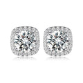 Boucles d'oreilles S925 Argent Cushion Halo Moissanite 7mm D-VVS1 Plaqué Platine. - IVOIRART.COM