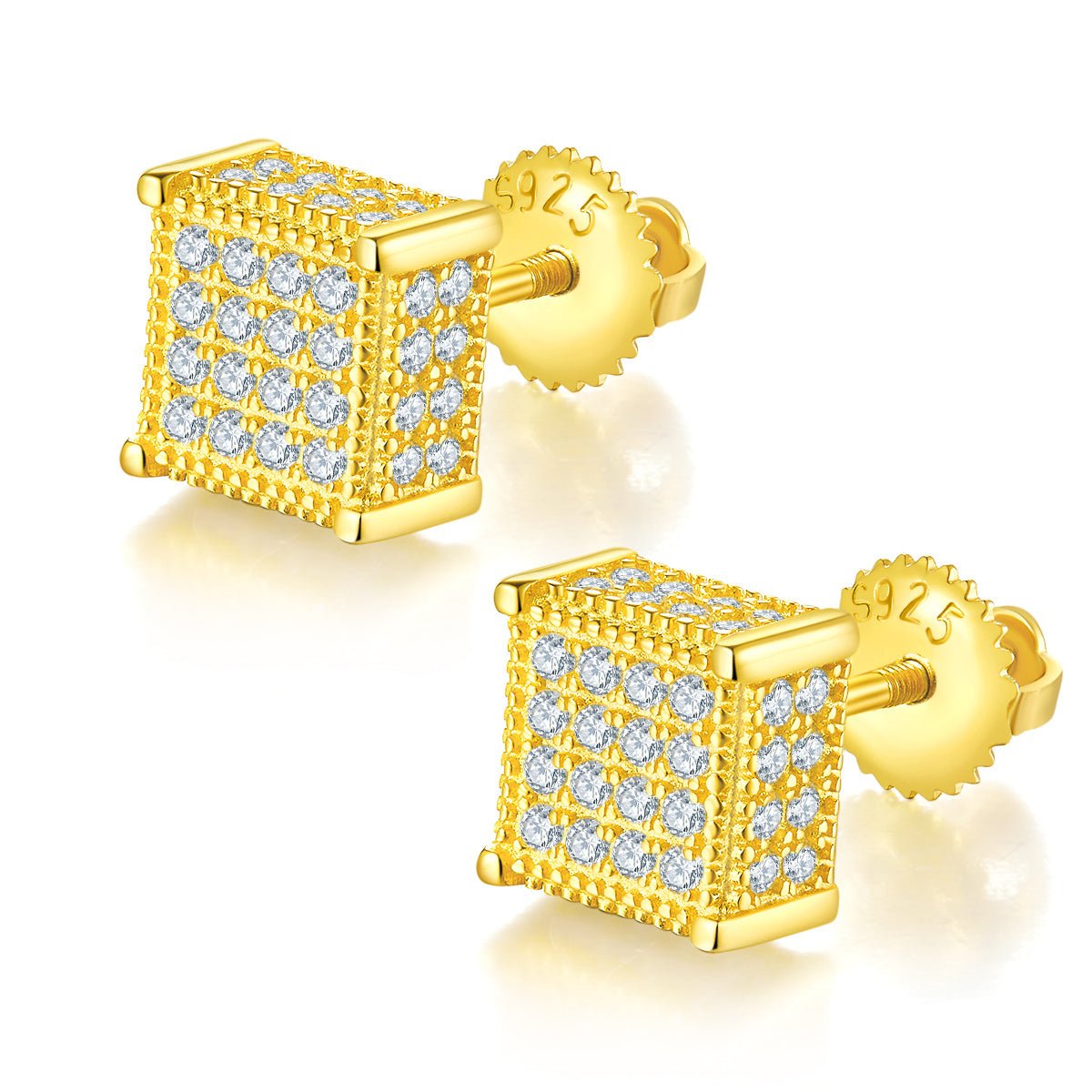 Boucles d’oreilles S925 en argent sterling, 96 moissanites D VVS1, cube 3D 7,6 mm, fermoir à vis hypoallergénique, certificat GRA, coffret cadeau - IVOIRART.COM