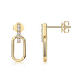 Boucles d'oreilles S925 plaqué or barrette moissanite D-VVS1, maillon géométrique - IVOIRART.COM