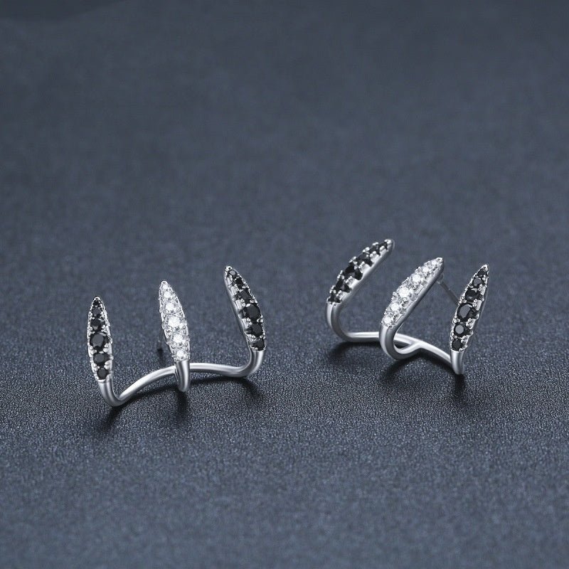 Boucles d’oreilles simple en cuivre à clip oreille trois griffes avec zircon - IVOIRART.COM