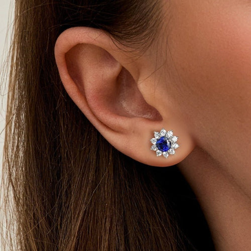 Boucles d'oreilles tournesol saphir — clous élégants pour femme pour quotidien!! - IVOIRART.COM