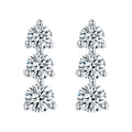 Boucles d'oreilles trois pierres en argent sterling S925 Moissanite rondes serties avec dos à vis et certificat GRA - IVOIRART.COM