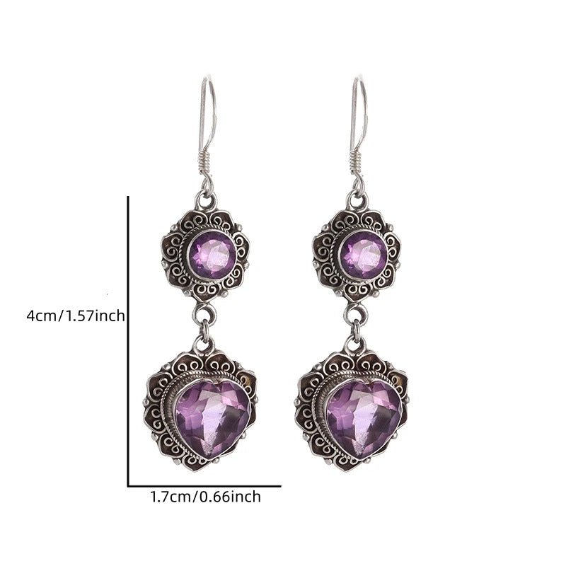 Boucles d'oreilles turquoise violettes style ethnique flair bohème unique personnalité - IVOIRART.COM
