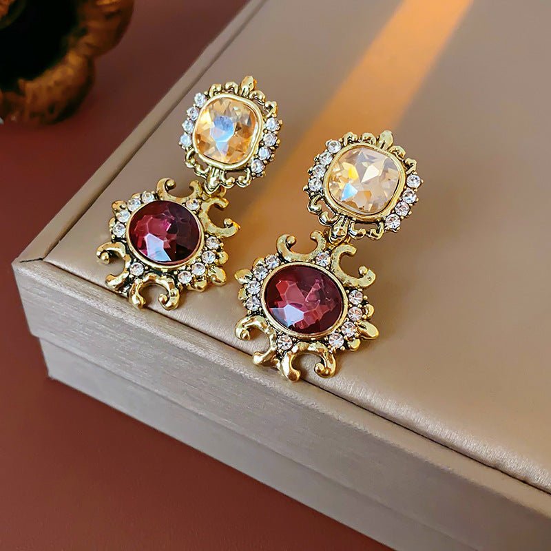 Boucles d'oreilles vintage bohème fleurs géométriques - Argent, Élégantes Luxe925 - IVOIRART.COM