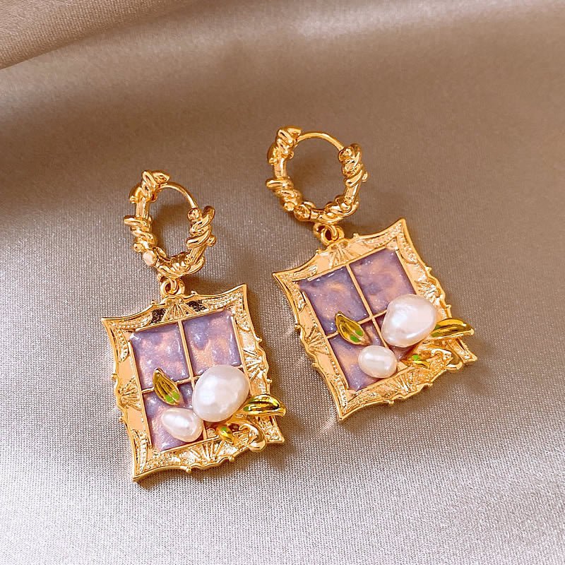 Boucles d'oreilles vintage élégantes Studs luxe léger rétro, bijou haut de gamme - IVOIRART.COM