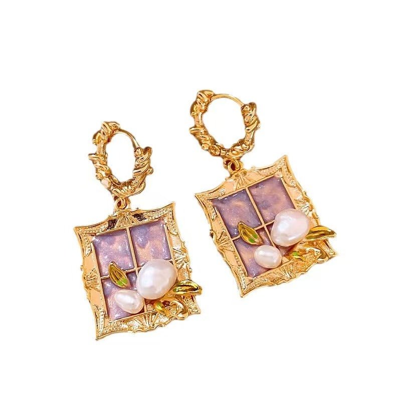 Boucles d'oreilles vintage élégantes Studs tendance luxe léger rétro haut-gamme Or - IVOIRART.COM