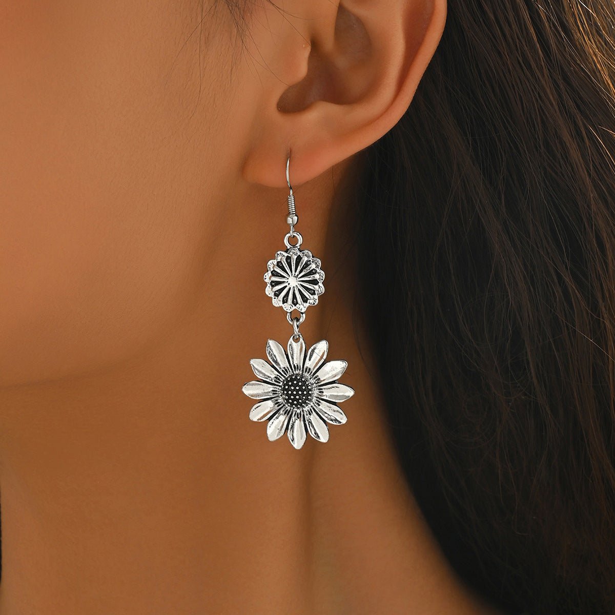 Boucles d'oreilles vintage femme soleil géométrique - élégantes et polyvalentes!! - IVOIRART.COM