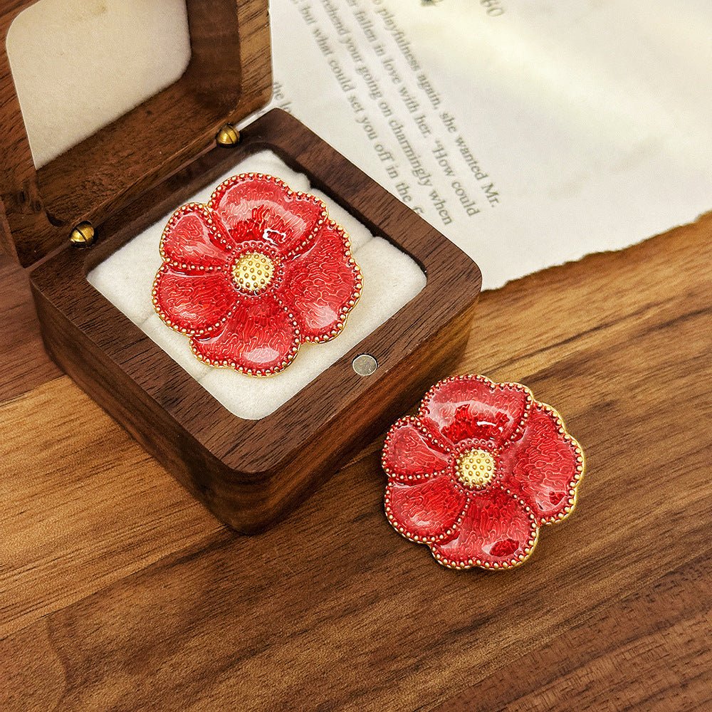 Boucles d'oreilles vintage premium - Fleur émaillée, style rétro élégant à la mode - IVOIRART.COM