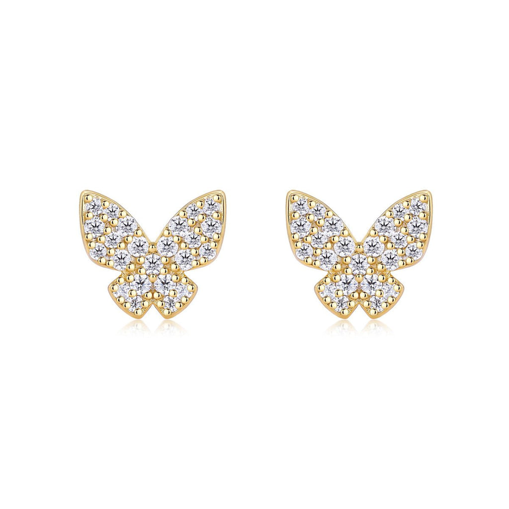 Boucles papillons S925- argent doré, moissanite D-VVS1 pavé, 1,7 g coffret cadeau - IVOIRART.COM