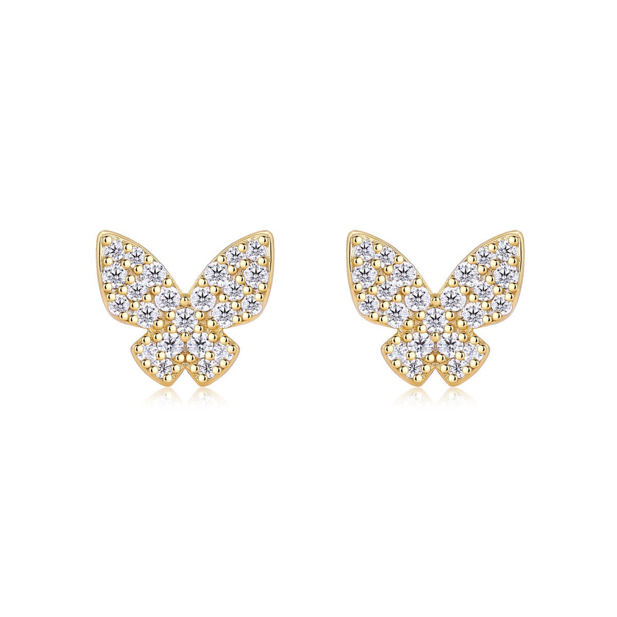 Boucles papillons S925- argent doré, moissanite D-VVS1 pavé, 1,7 g coffret cadeau - IVOIRART.COM