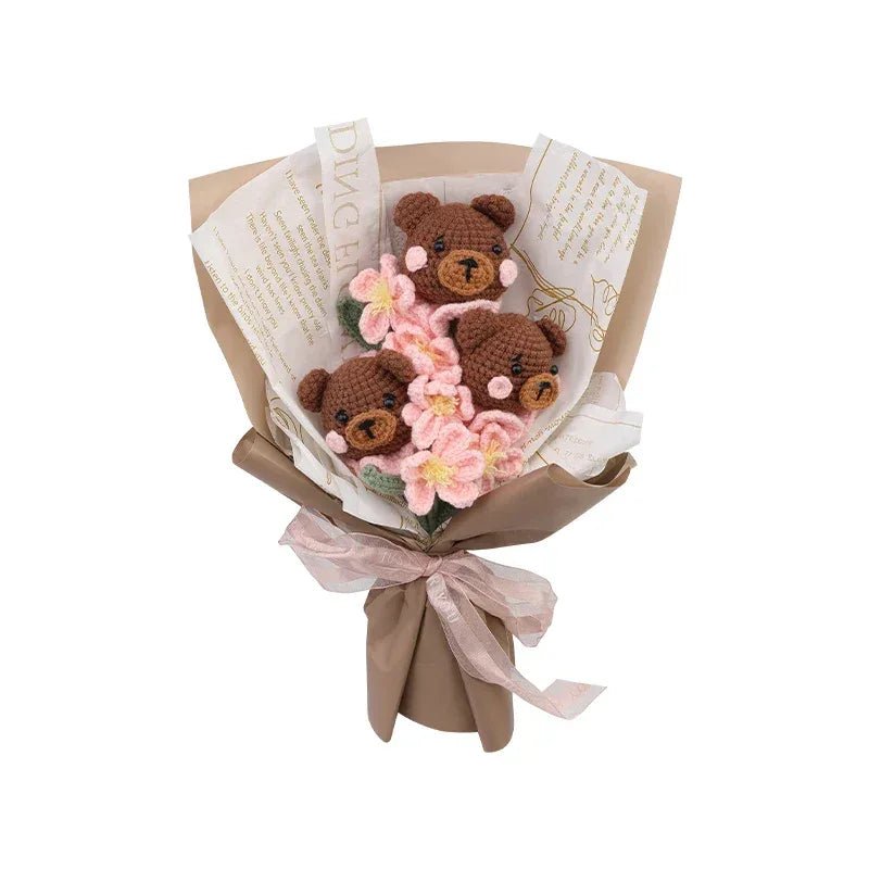 Bouquet de Fleurs en Laine fait Main Kit de Matériel DIY au Crochet - IVOIRART.COM