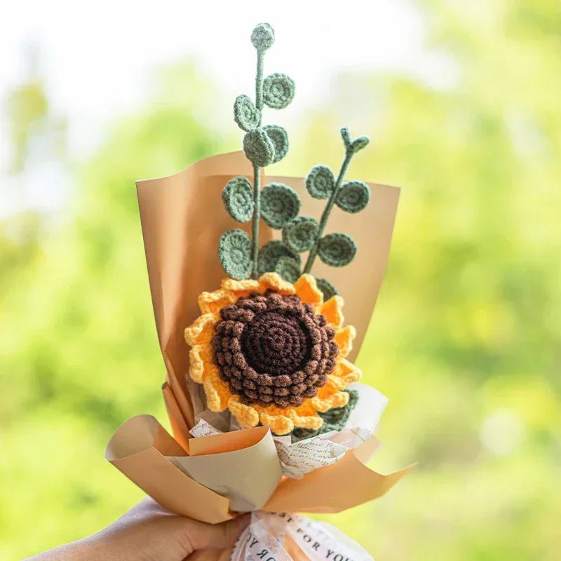 Bouquet de Fleurs en Laine fait Main Kit de Matériel DIY au Crochet - IVOIRART.COM