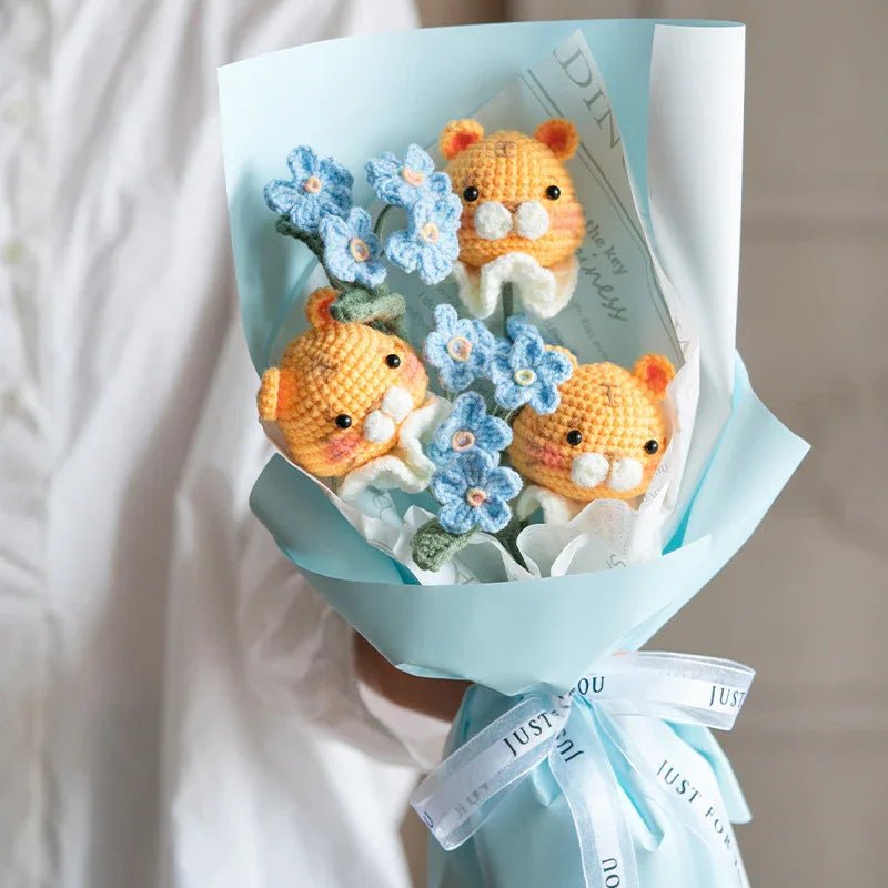 Bouquet de Fleurs en Laine fait Main Kit de Matériel DIY au Crochet - IVOIRART.COM