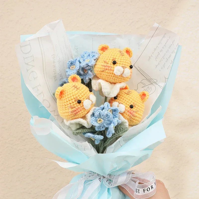 Bouquet de Fleurs en Laine fait Main Kit de Matériel DIY au Crochet - IVOIRART.COM