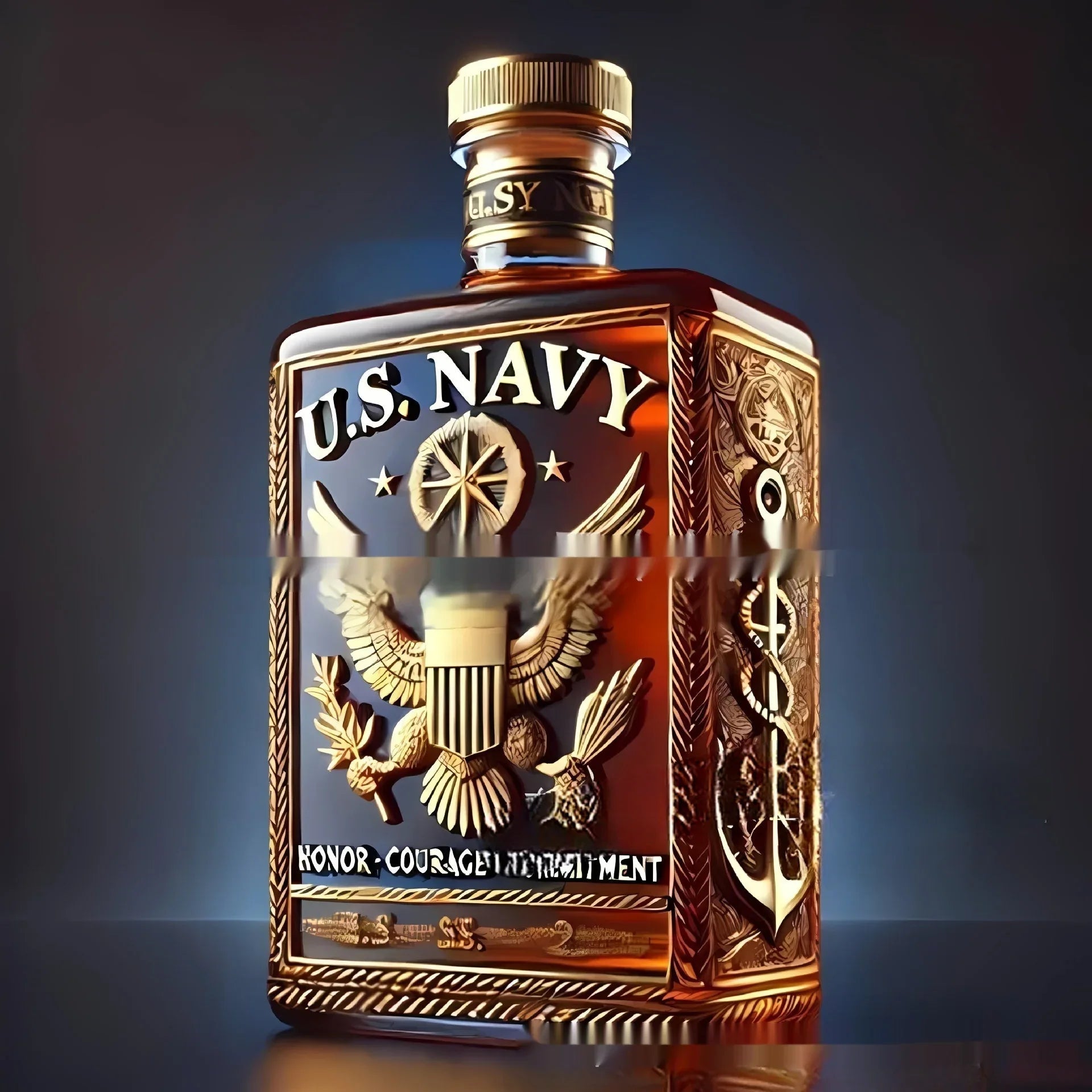 Bouteille de Whisky Hommage aux Vétérans Independent Station, Dimensions 25x8 cm - IVOIRART.COM