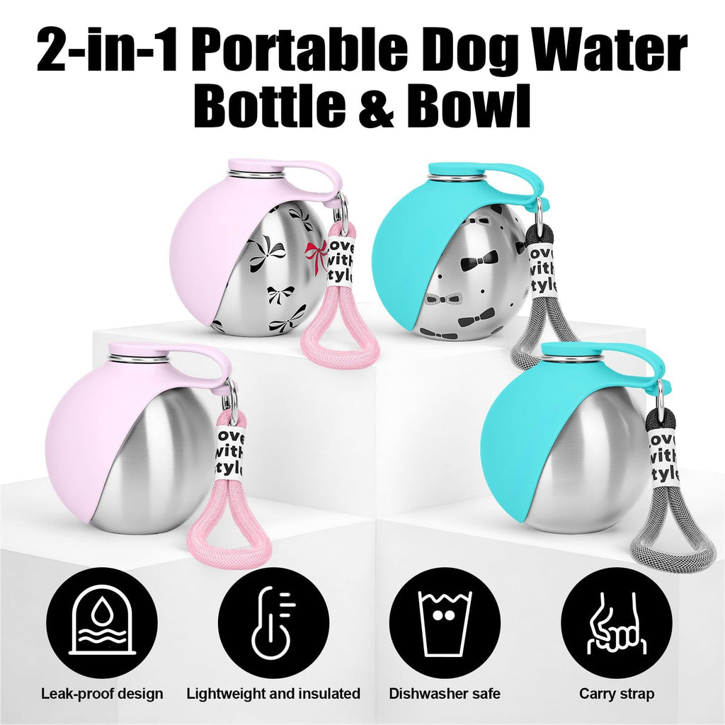 Bouteille d'eau portable 285ml en acier inoxydable avec bol intégré anti - fuite - IVOIRART.COM