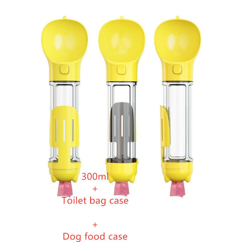 Bouteille d'eau portable 3 en 1 pour chien avec gamelle, sac à déchets et rangement - IVOIRART.COM