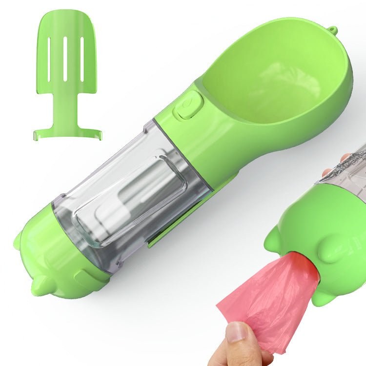 Bouteille d'eau portable 3 en 1 pour chien avec gamelle, sac à déchets et rangement - IVOIRART.COM