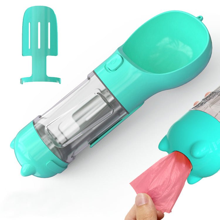 Bouteille d'eau portable 3 en 1 pour chien avec gamelle, sac à déchets et rangement - IVOIRART.COM