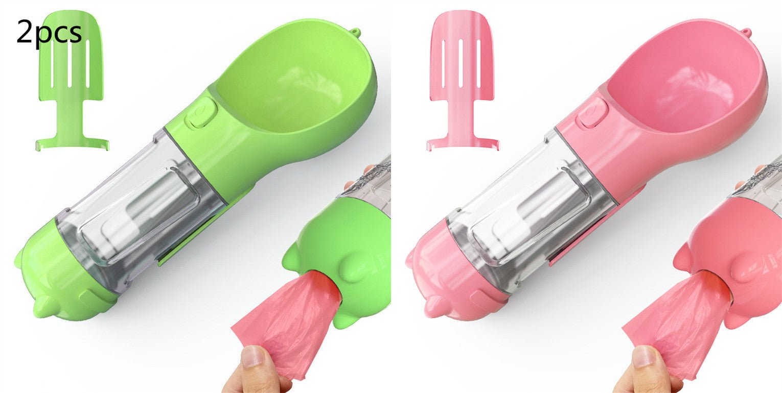 Bouteille d'eau portable 3 en 1 pour chien avec gamelle, sac à déchets et rangement - IVOIRART.COM