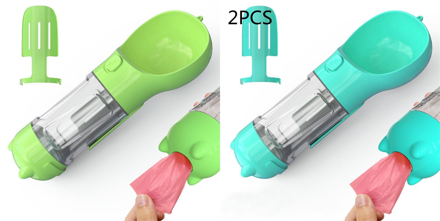Bouteille d'eau portable 3 en 1 pour chien avec gamelle, sac à déchets et rangement - IVOIRART.COM