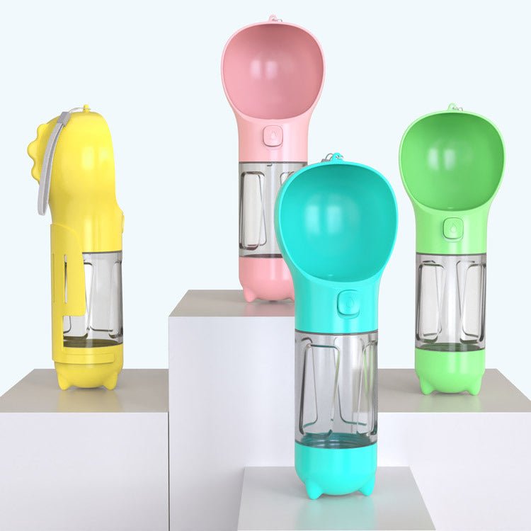 Bouteille d'eau portable 3 en 1 pour chien avec gamelle, sac à déchets et rangement - IVOIRART.COM
