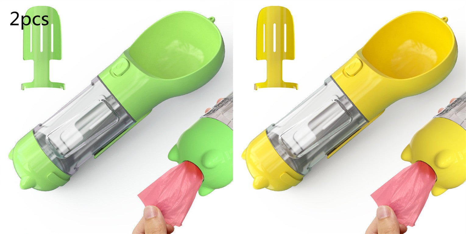 Bouteille d'eau portable 3 en 1 pour chien avec gamelle, sac à déchets et rangement - IVOIRART.COM