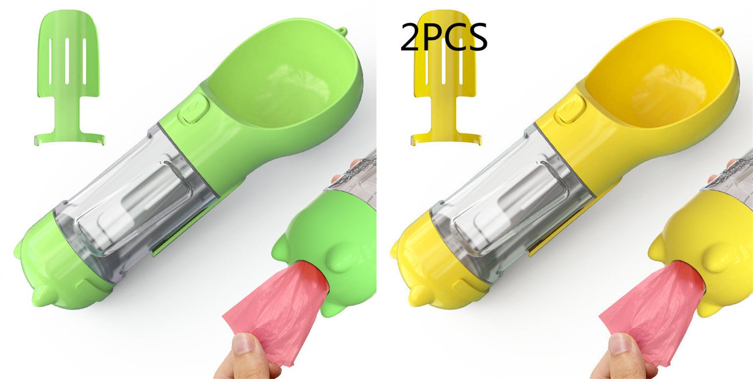 Bouteille d'eau portable 3 en 1 pour chien avec gamelle, sac à déchets et rangement - IVOIRART.COM