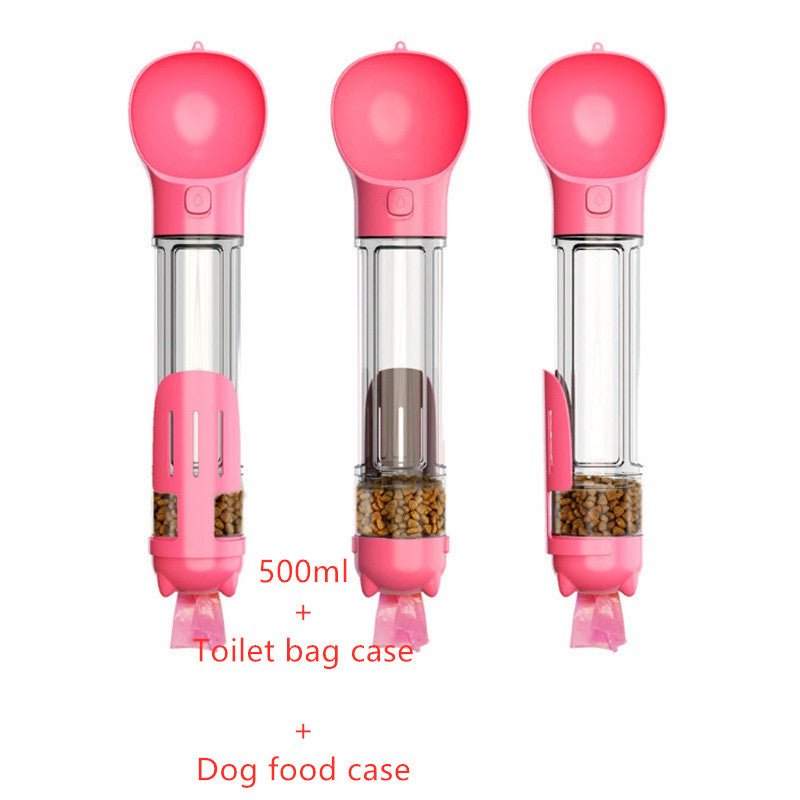 Bouteille d'eau portable 3 en 1 pour chien avec gamelle, sac à déchets et rangement - IVOIRART.COM