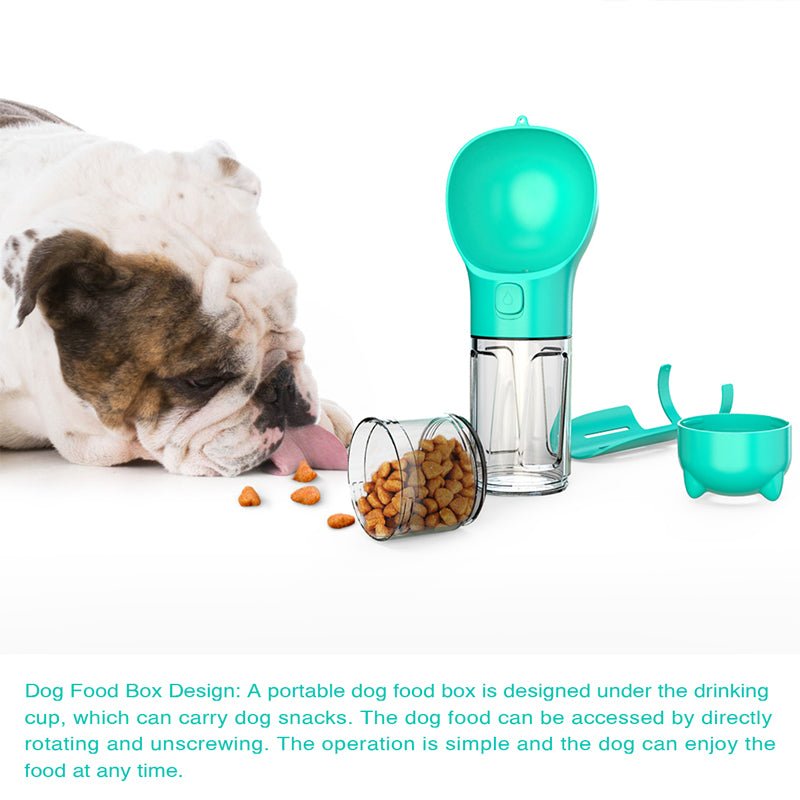 Bouteille d'eau portable 3 en 1 pour chien avec gamelle, sac à déchets et rangement - IVOIRART.COM