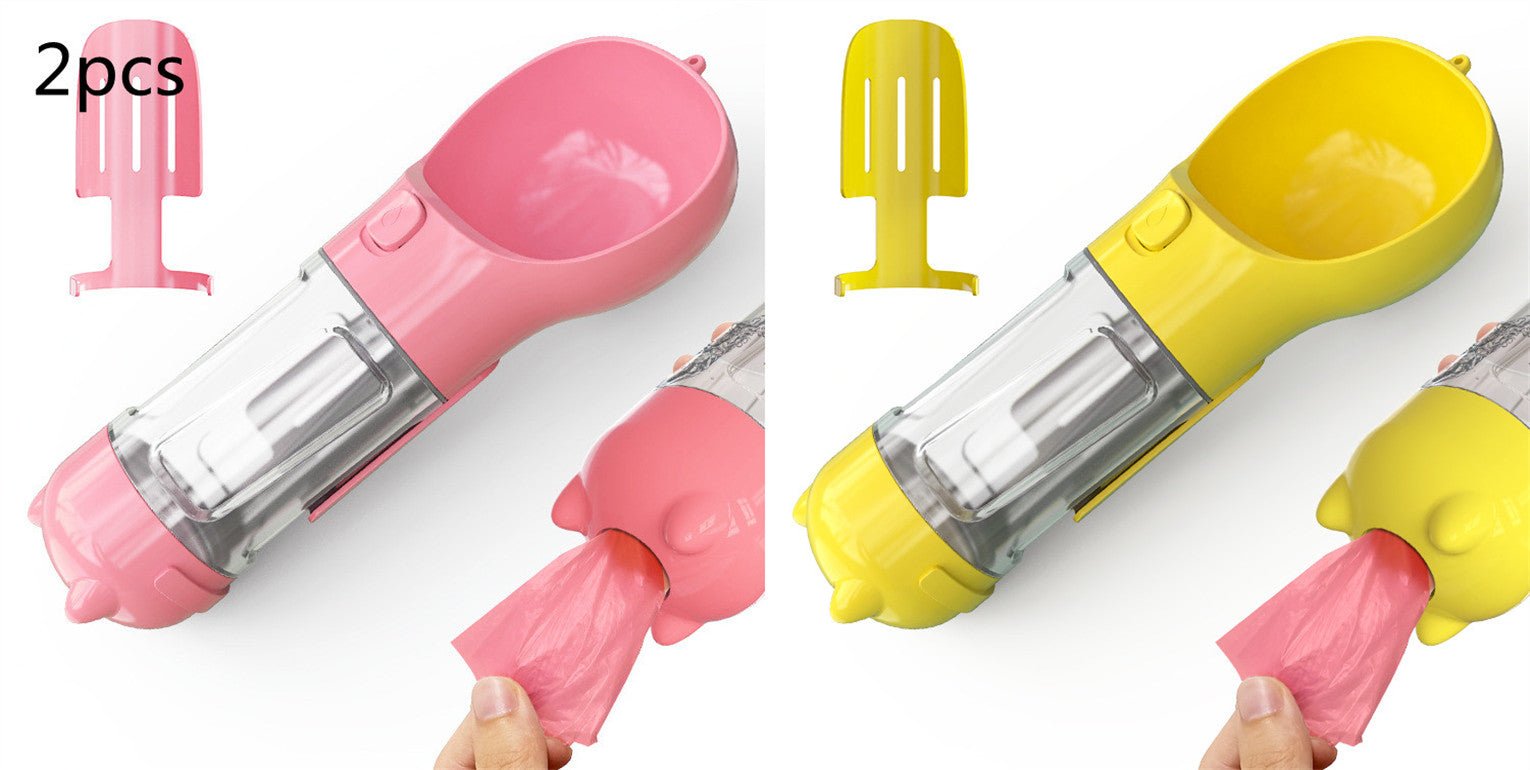Bouteille d'eau portable 3 en 1 pour chien avec gamelle, sac à déchets et rangement - IVOIRART.COM