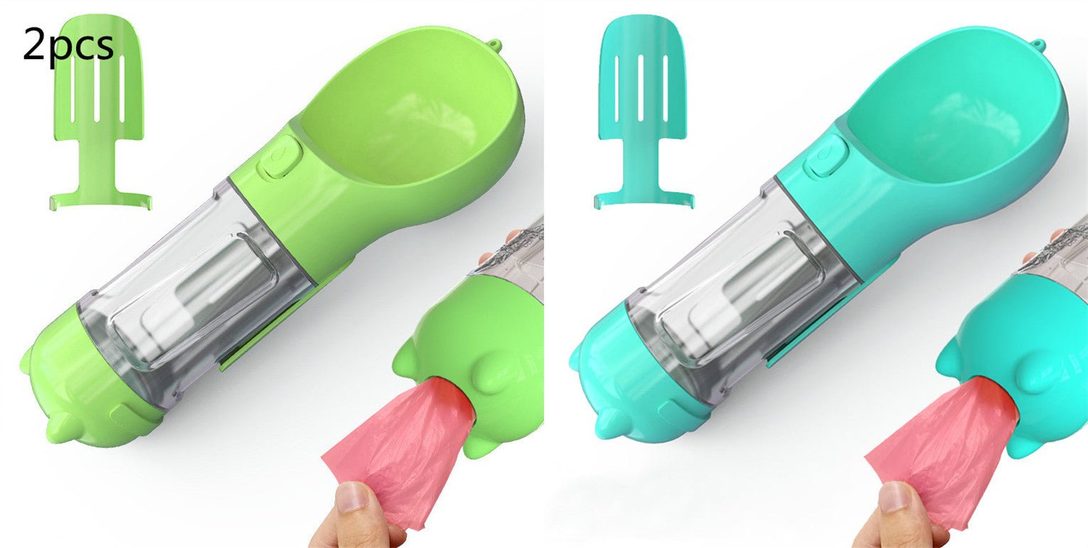 Bouteille d'eau portable 3 en 1 pour chien avec gamelle, sac à déchets et rangement - IVOIRART.COM