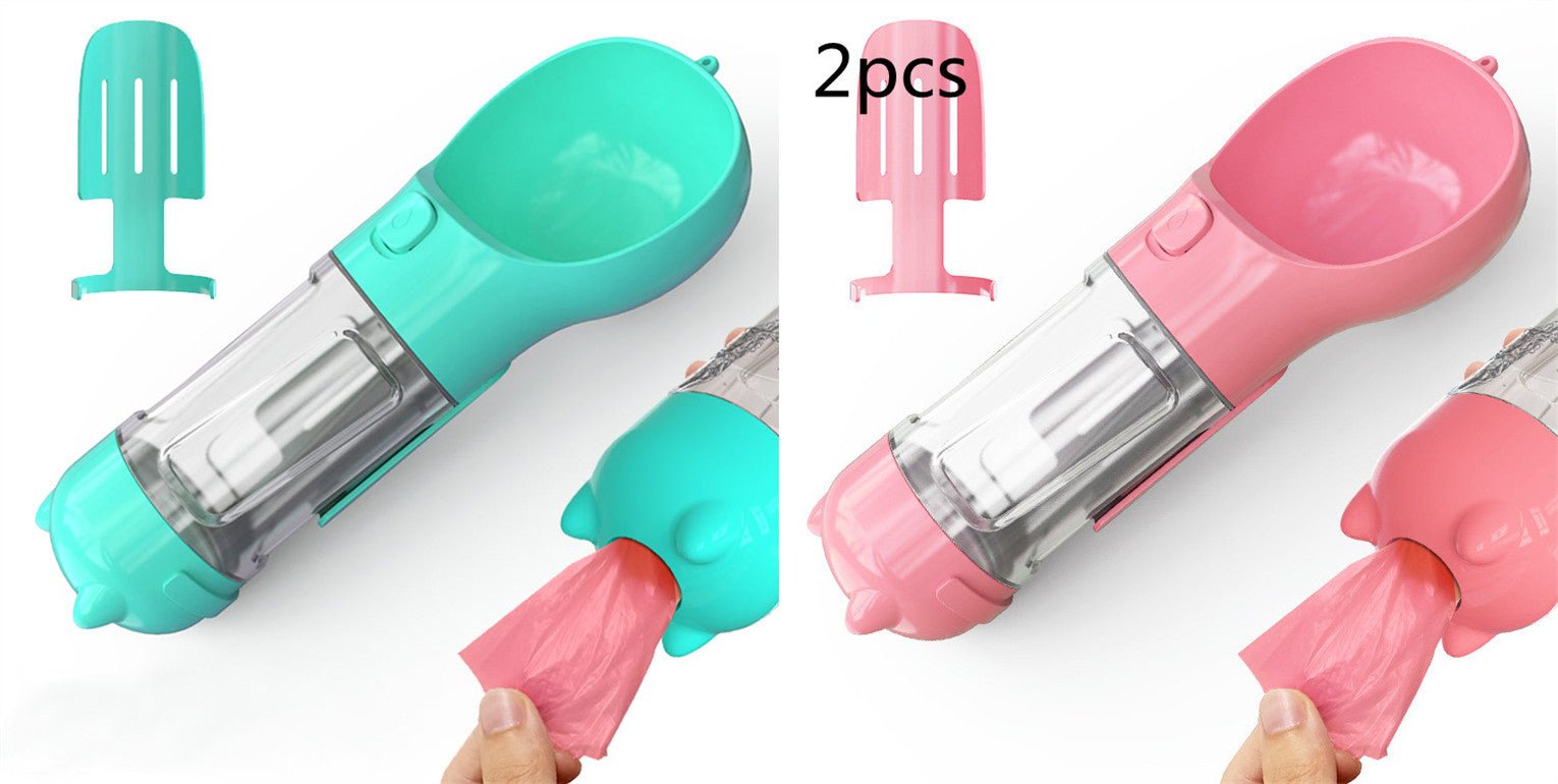 Bouteille d'eau portable 3 en 1 pour chien avec gamelle, sac à déchets et rangement - IVOIRART.COM