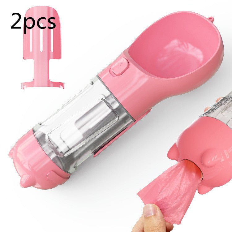 Bouteille d'eau portable 3 en 1 pour chien avec gamelle, sac à déchets et rangement - IVOIRART.COM