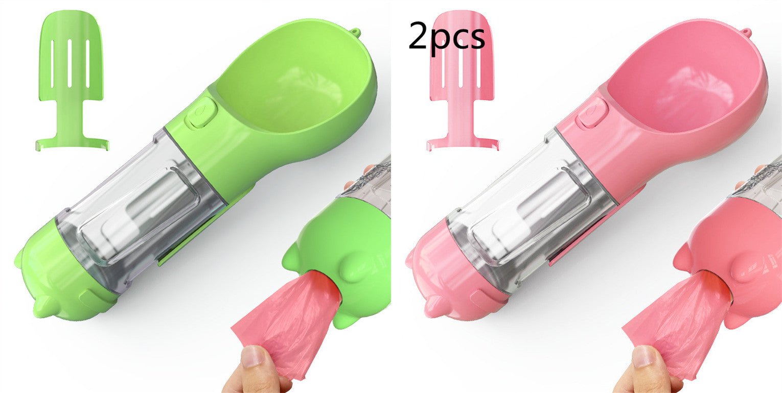 Bouteille d'eau portable 3 en 1 pour chien avec gamelle, sac à déchets et rangement - IVOIRART.COM