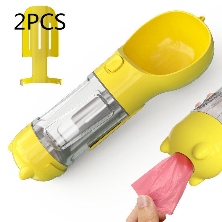 Bouteille d'eau portable 3 en 1 pour chien avec gamelle, sac à déchets et rangement - IVOIRART.COM