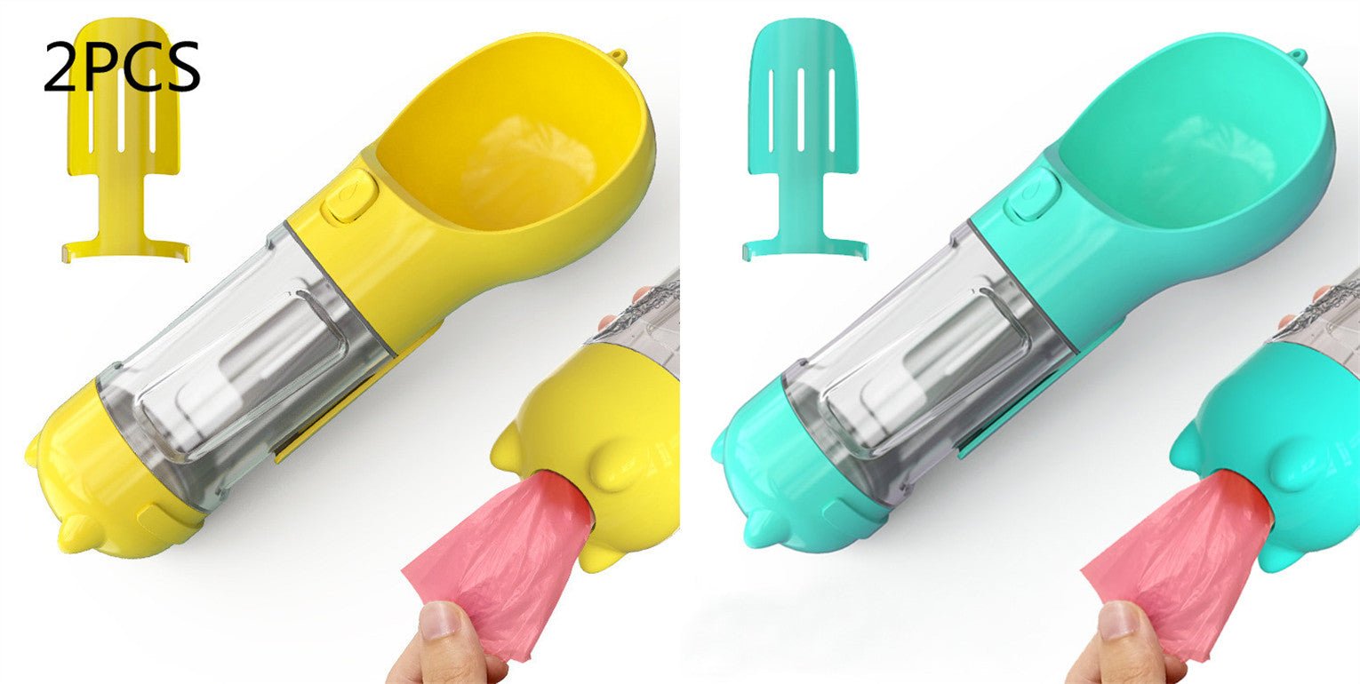 Bouteille d'eau portable 3 en 1 pour chien avec gamelle, sac à déchets et rangement - IVOIRART.COM