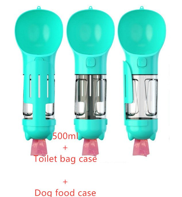 Bouteille d'eau portable 3 en 1 pour chien avec gamelle, sac à déchets et rangement - IVOIRART.COM
