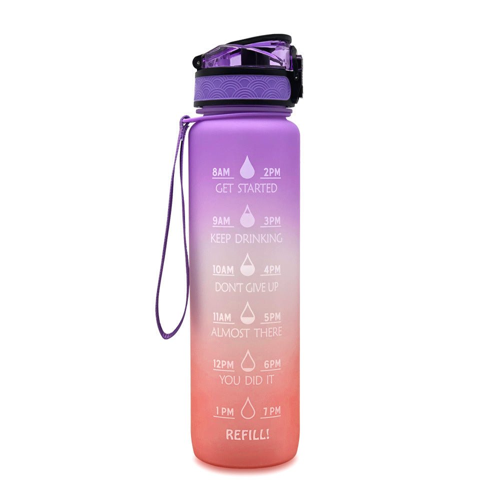 Bouteille d'eau Tritan 1L avec indicateur horaire et couvercle étanche motivant - IVOIRART.COM