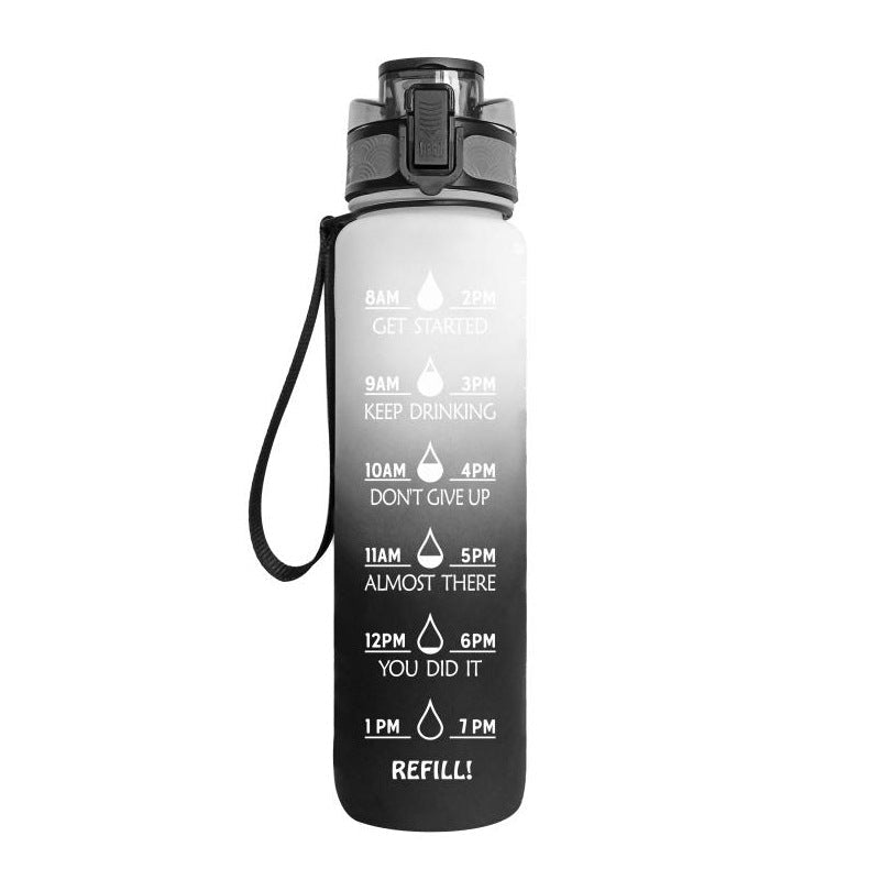 Bouteille d'eau Tritan 1L avec indicateur horaire et couvercle étanche motivant - IVOIRART.COM