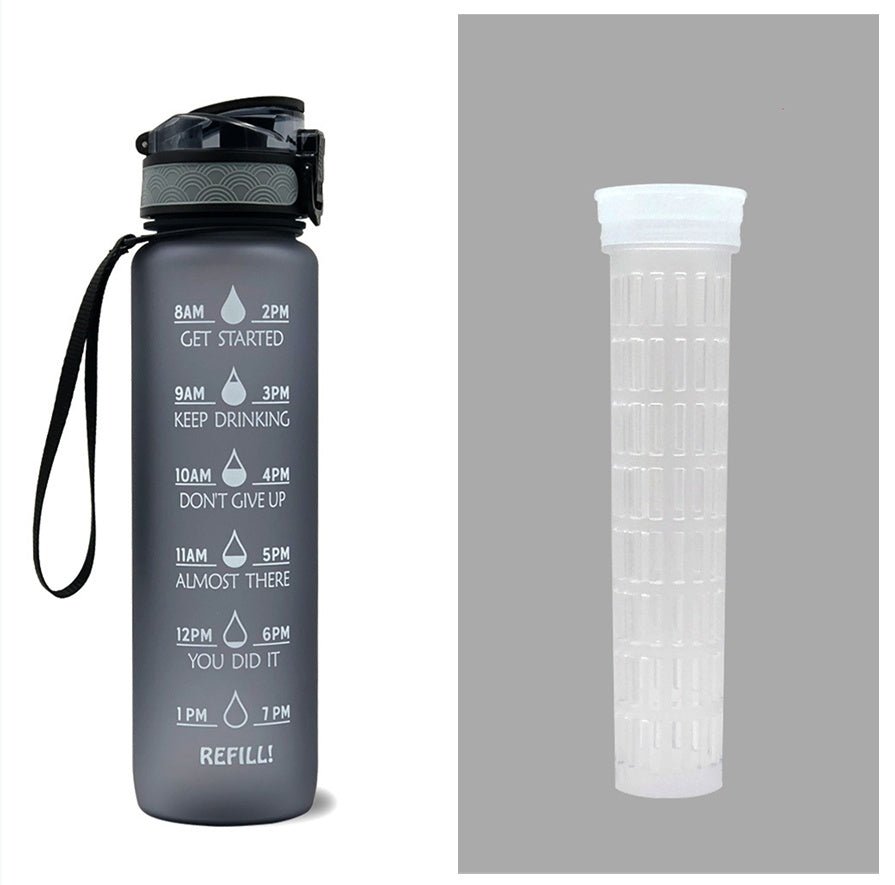Bouteille d'eau Tritan 1L avec indicateur horaire et couvercle étanche motivant - IVOIRART.COM