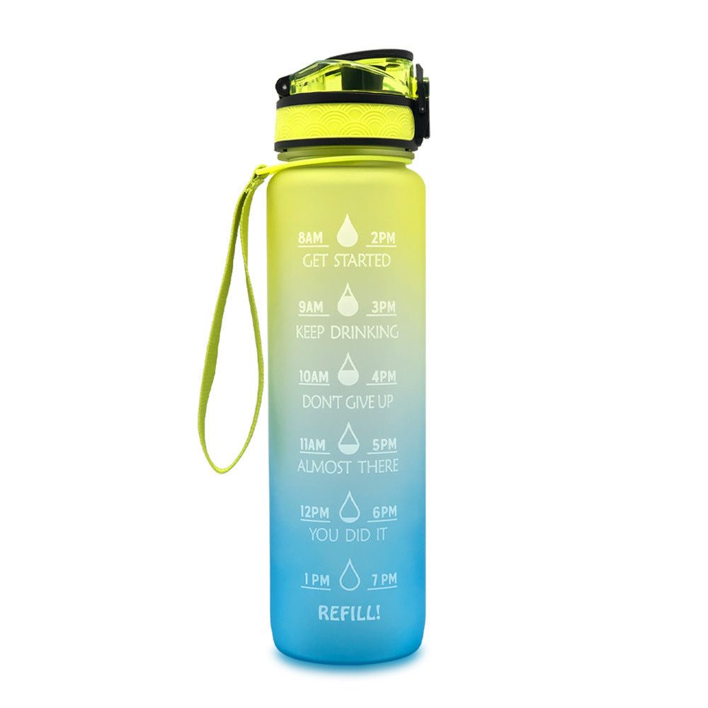 Bouteille d'eau Tritan 1L avec indicateur horaire et couvercle étanche motivant - IVOIRART.COM
